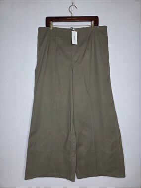 Spanx Wide Leg Pants Stretch Twill Tuscan Olive Green Women's Size 1X Large Tall